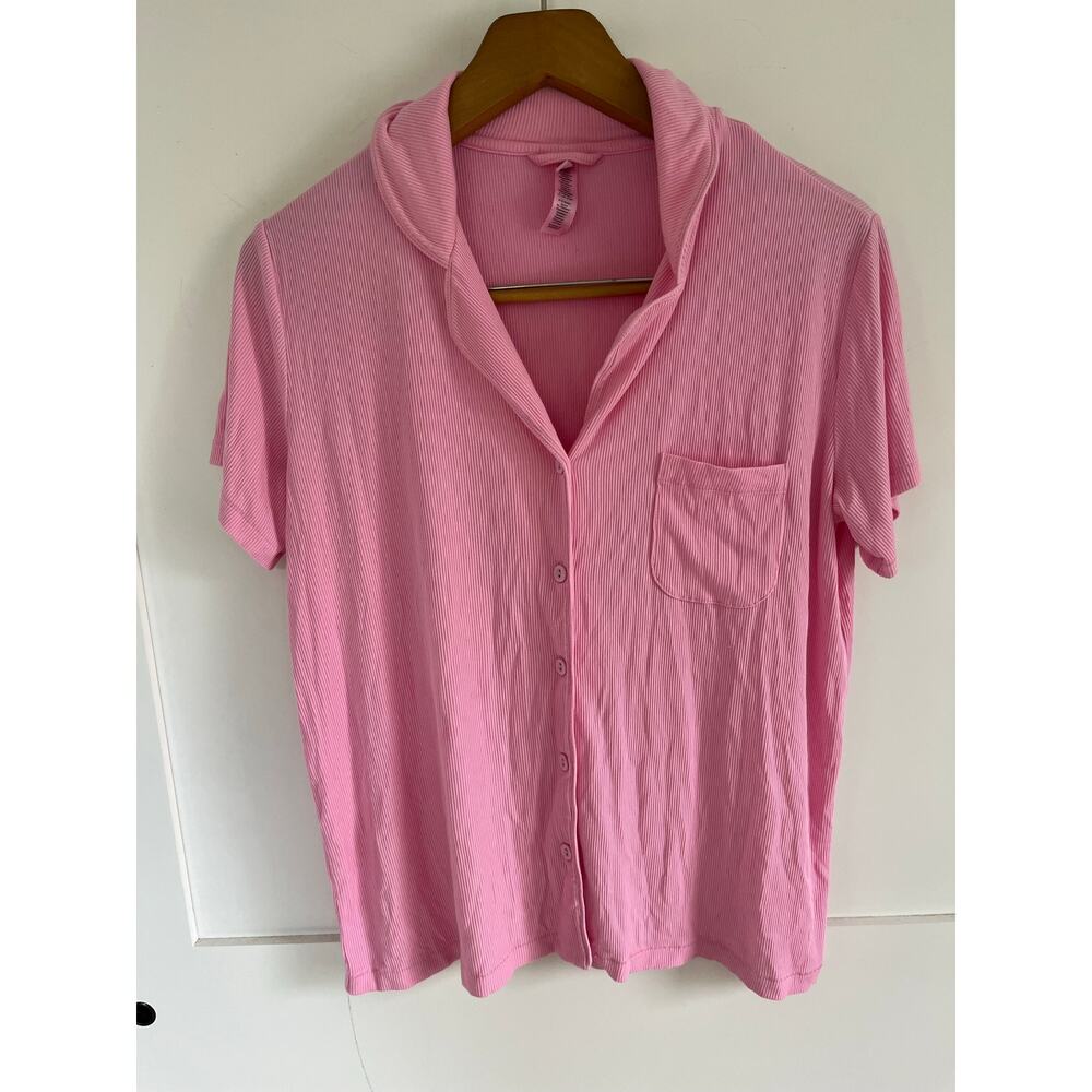 SKIMS Soft Lounge Sleep Shirt Bubblegum Pink Stretch Comfort Coquette Barbie L - Picture 2 of 7